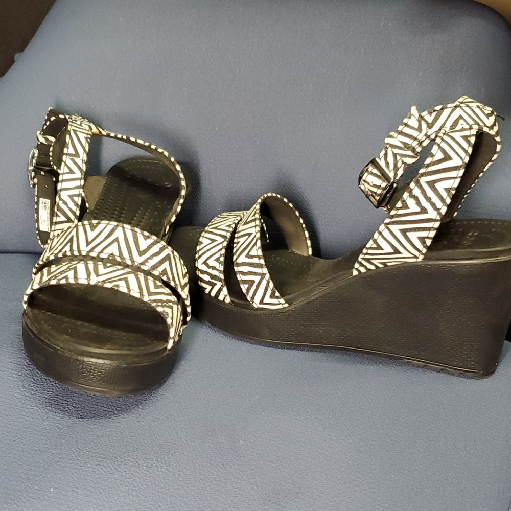 Black and white crocs